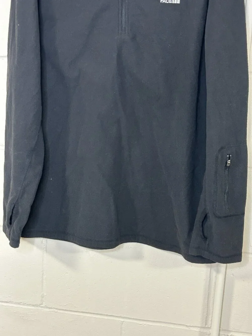 North Face Jacket Mens Large Popover Quarter Zip Fleece Mid Weight Black Casual